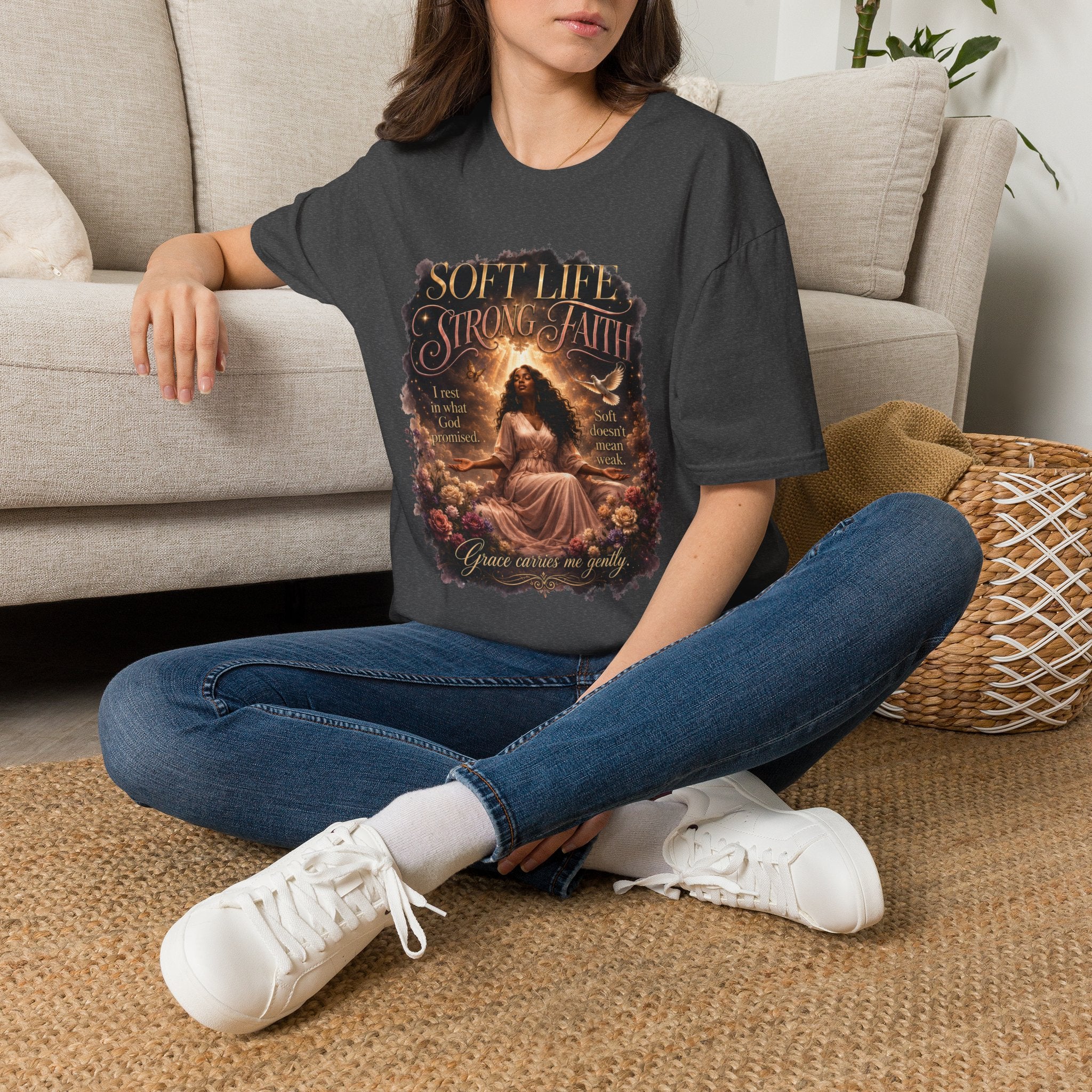 Soft Life Strong Faith Christian Inspirational Graphic Tee