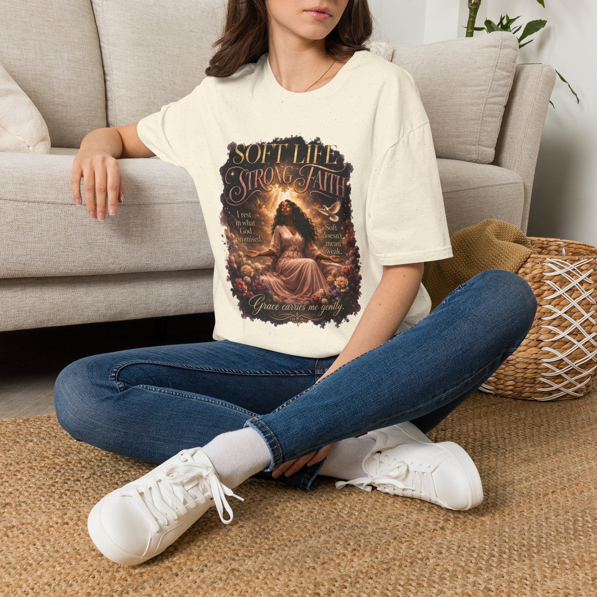 Soft Life Strong Faith Christian Inspirational Graphic Tee