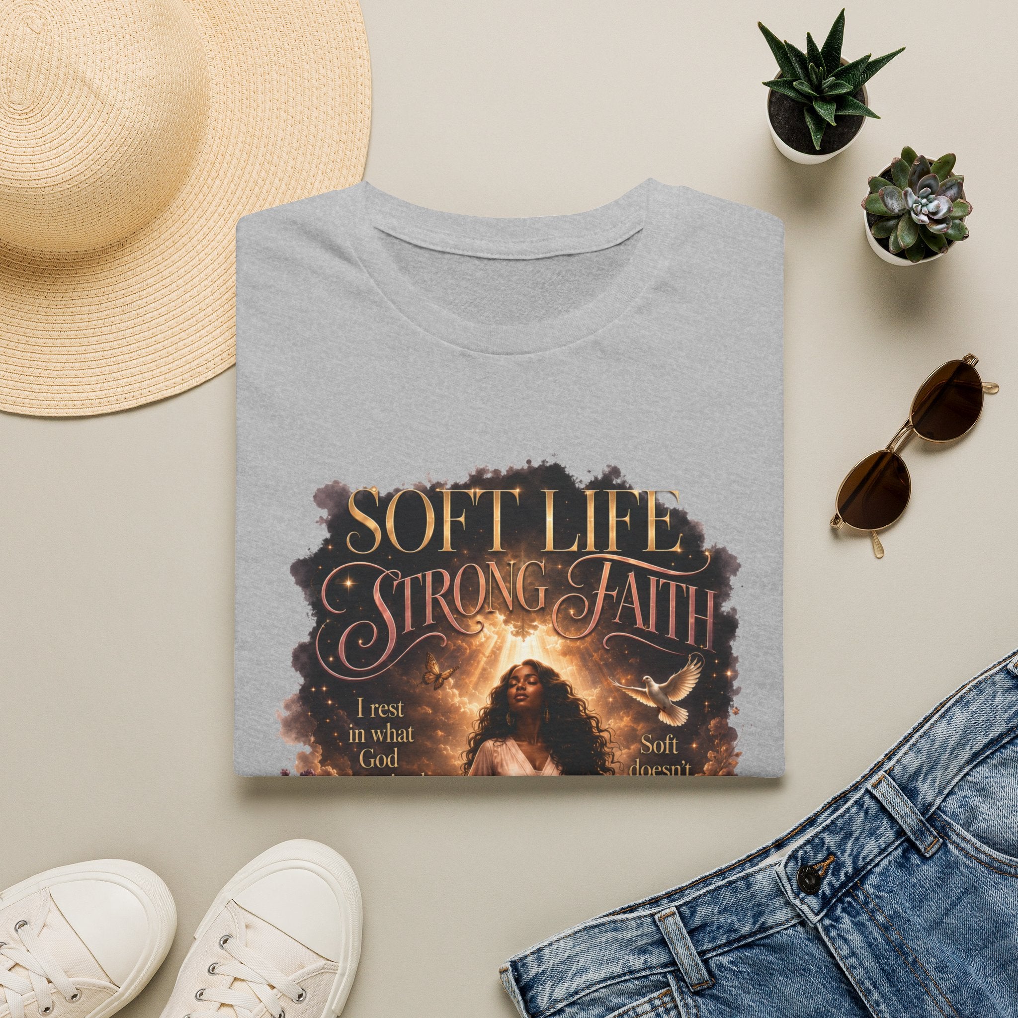 Soft Life Strong Faith Christian Inspirational Graphic Tee