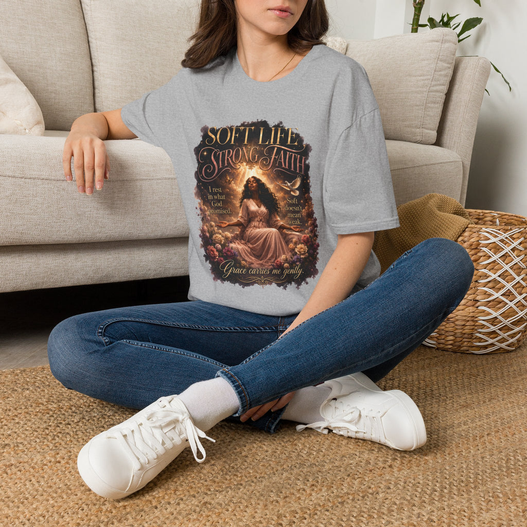 Soft Life Strong Faith Christian Inspirational Graphic Tee
