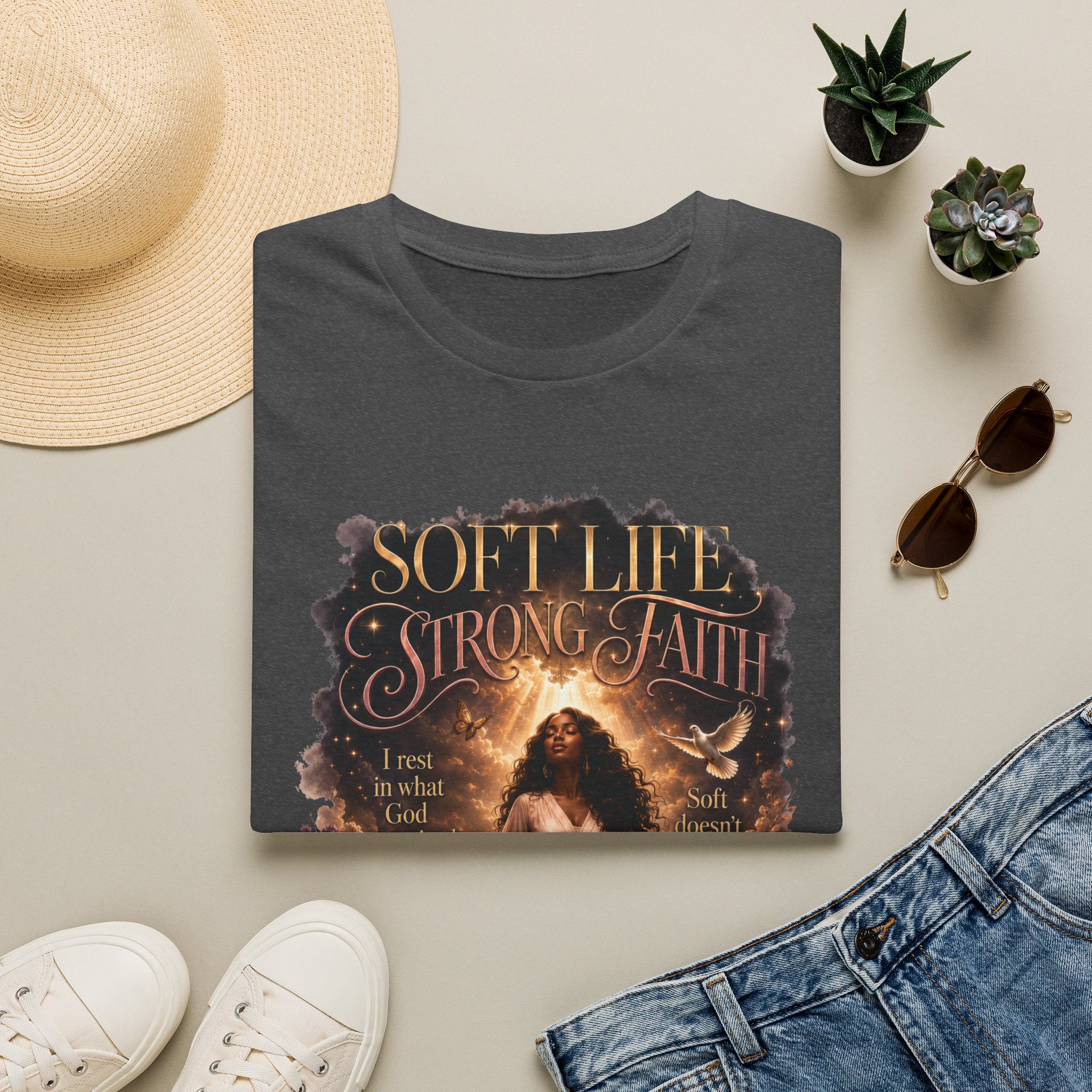 Soft Life Strong Faith Christian Inspirational Graphic Tee