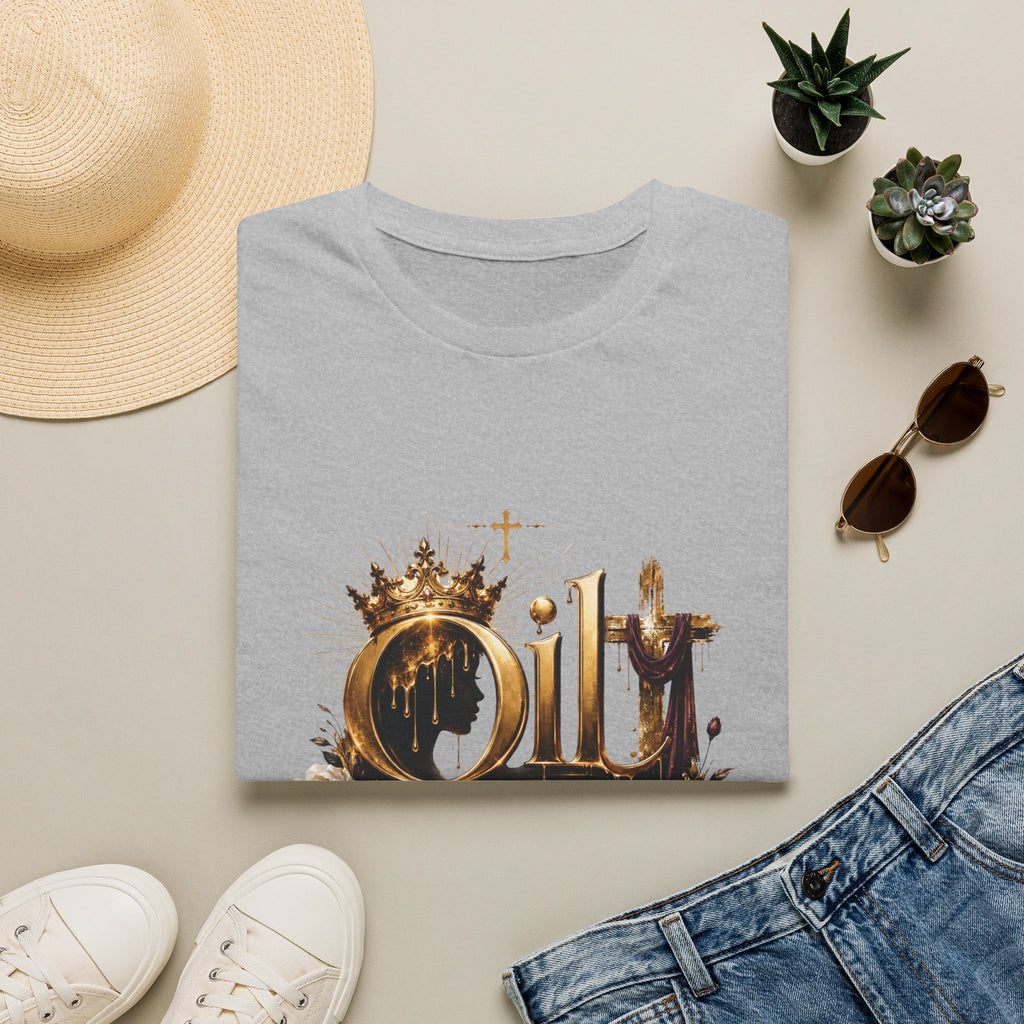 Oil On My Head T-Shirt — Christian Faith Crown Design