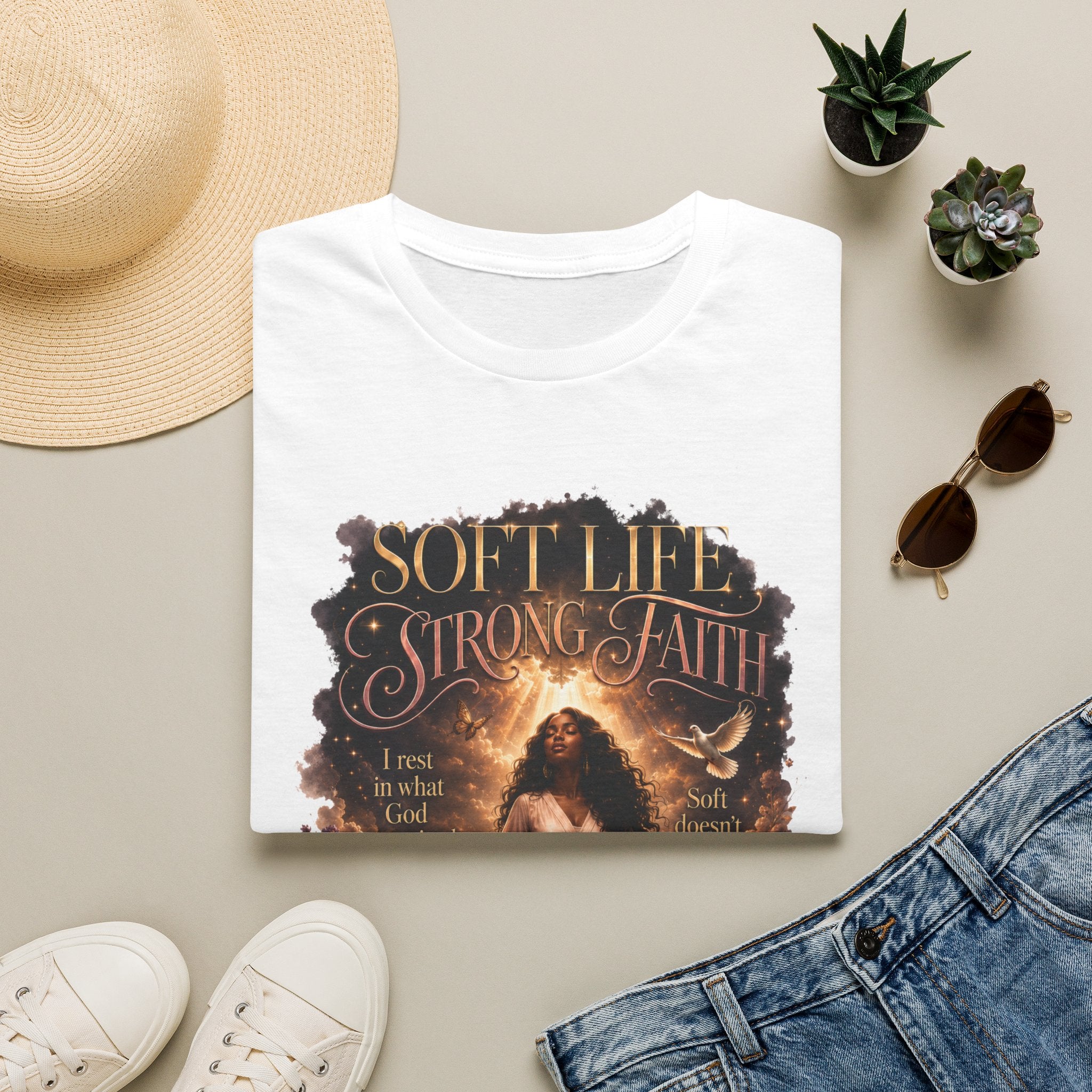 Soft Life Strong Faith Christian Inspirational Graphic Tee