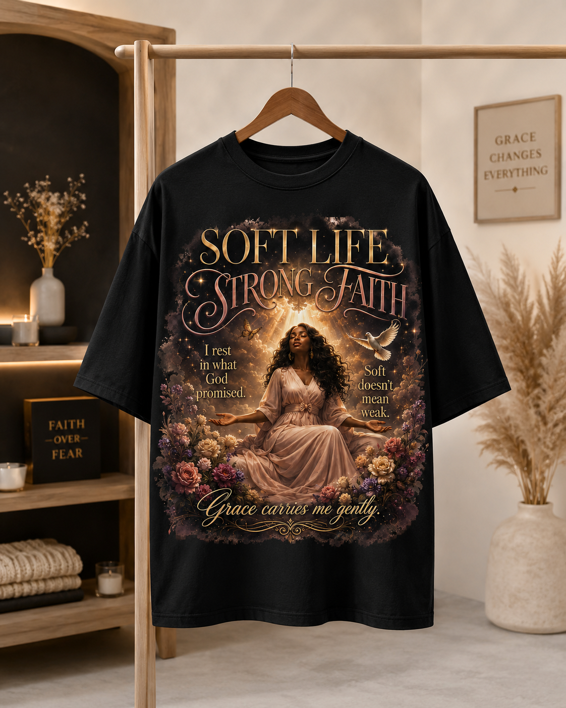 Soft Life Strong Faith Christian Inspirational Graphic Tee